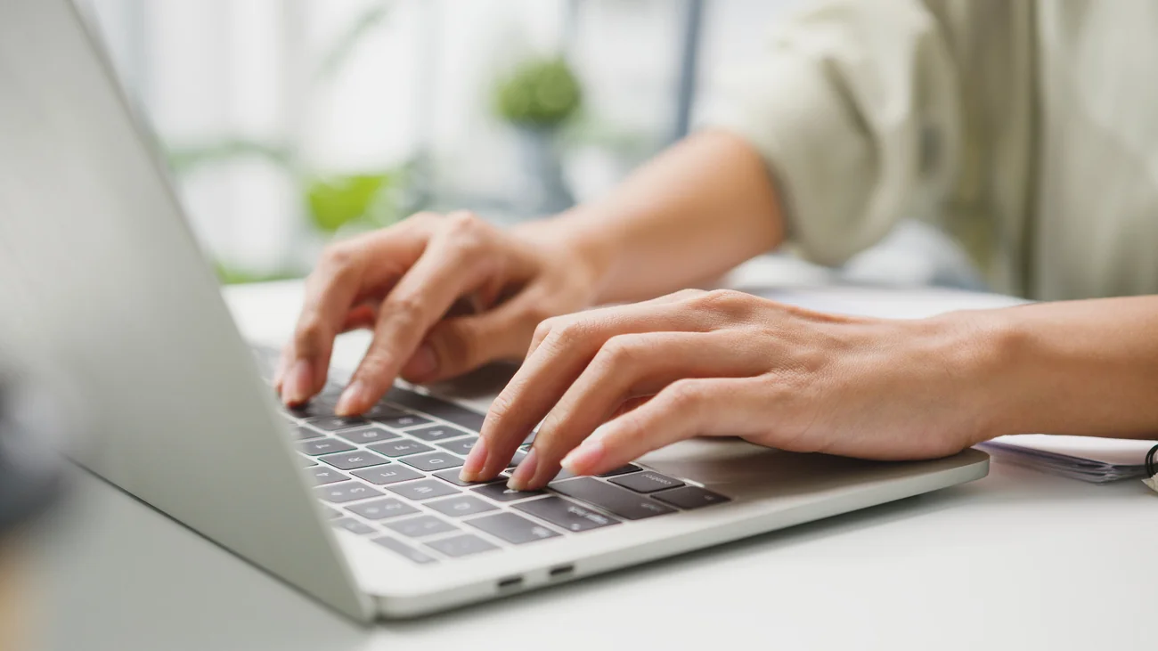 A person working on a laptop